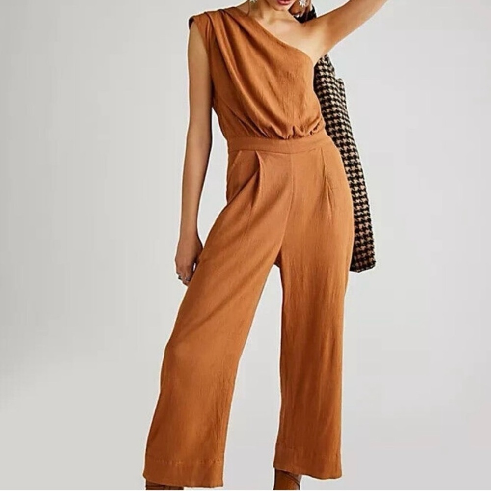 Free People Orange Jumpsuit with Wide-Leg Design